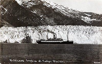 Princess Sophia in Lynn Canal with glacier in the background.